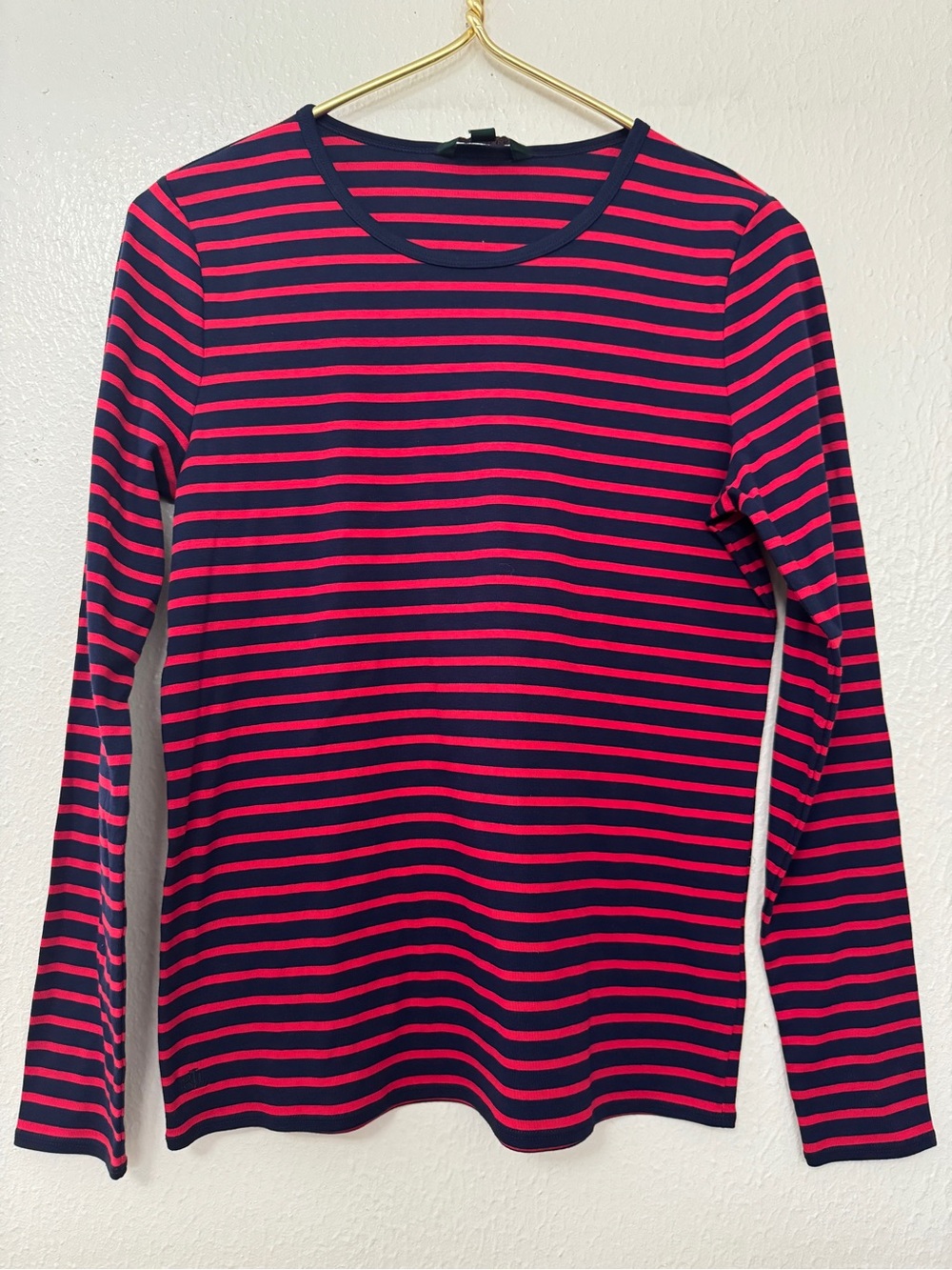 Ralph Lauren Navy and Maroon Red Striped Long Sleeve Top
